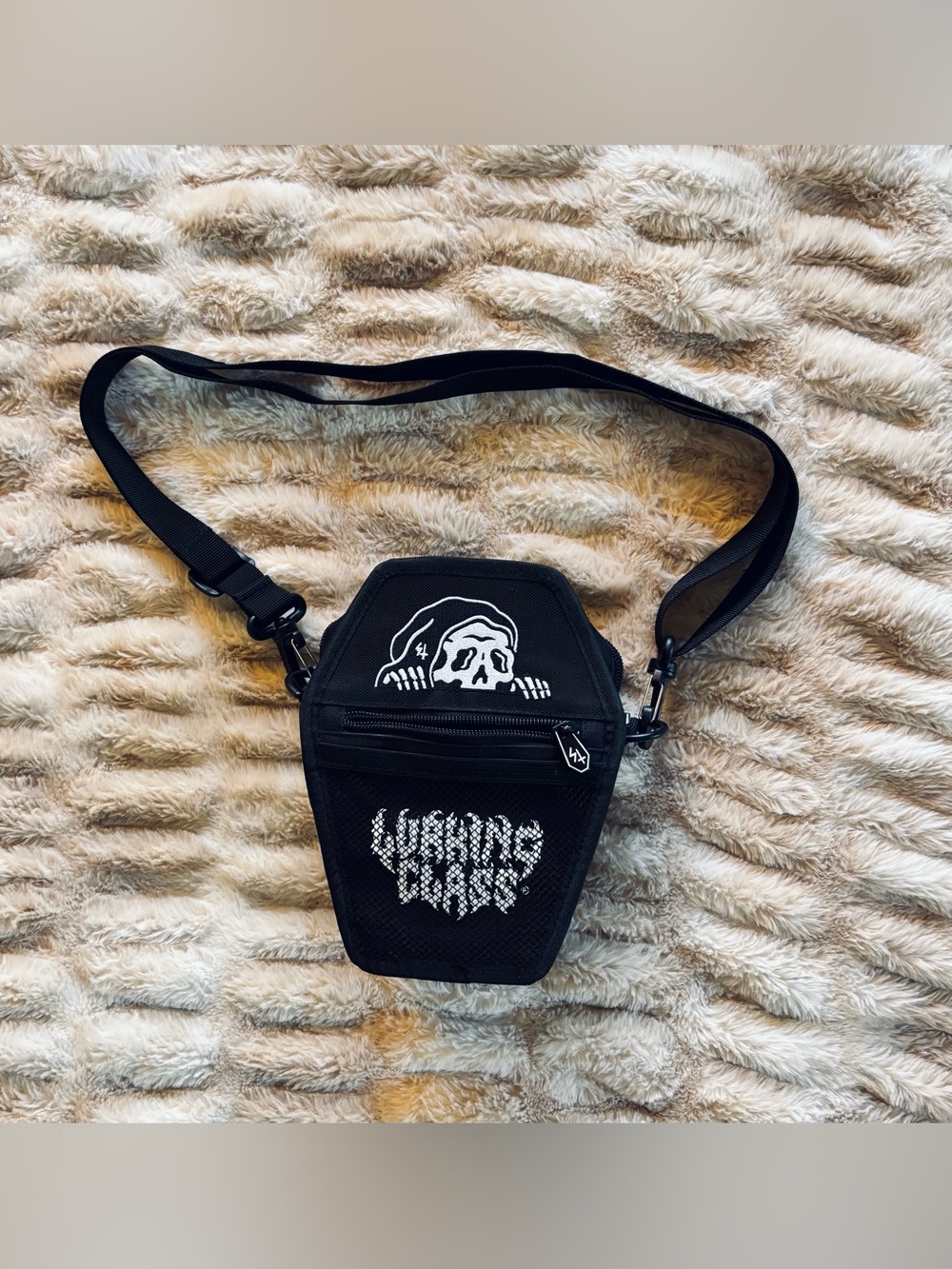 Lurking Class - Black Coffin Shoulder / Waist Bag with Skull Graphic
